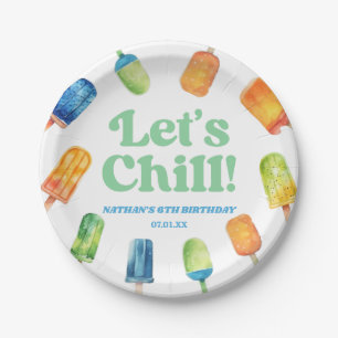 Assiettes En Carton Fête d'anniversaire Chill Blue Retro Popsicle