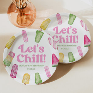 Assiettes En Carton Fête d'anniversaire Chill Pink Retro Popsicle
