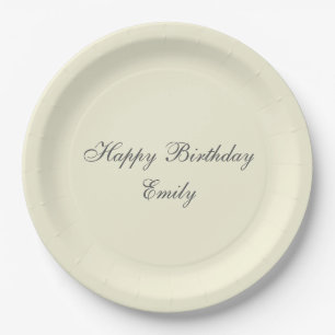 Assiettes En Carton Fête d'anniversaire crème élégante moderne