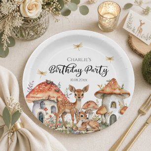 Assiettes En Carton Fête d'anniversaire d'animaux de la forêt Bohème
