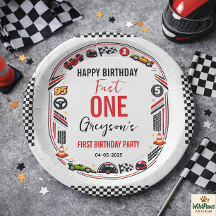 Assiettes En Carton Fête d'anniversaire de 1 an pour garçon - Fast One