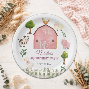 Assiettes En Carton Fête d'anniversaire de 2 ans de la ferme aux anima