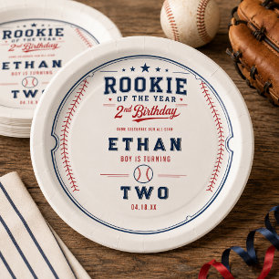 Assiettes En Carton Fête d'anniversaire de 2 ans Rookie of the Year Ba