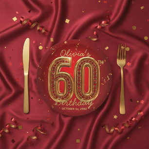 Assiettes En Carton Fête d'anniversaire de 60 ans en pierre précieuse