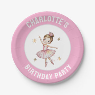Assiettes En Carton Fête d'anniversaire de ballet personnalisée pour b