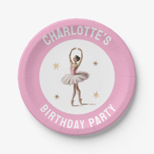 Assiettes En Carton Fête d'anniversaire de ballet personnalisée pour b