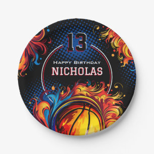 Assiettes En Carton Fête d'anniversaire de basket-ball