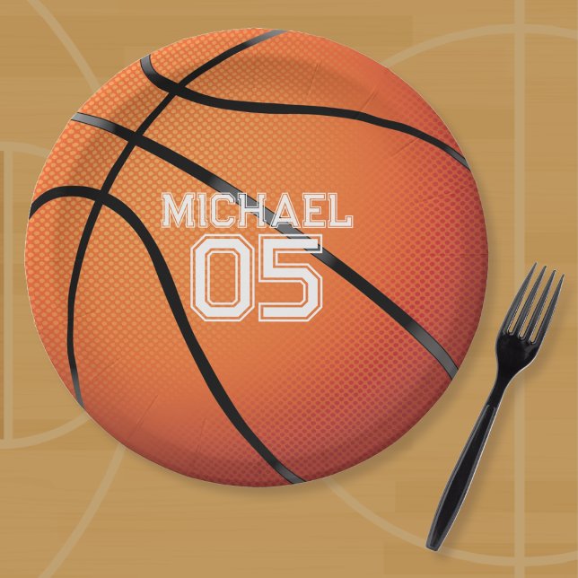 Assiettes En Carton Fête d'anniversaire de basket-ball (Custom Basketball Plate)