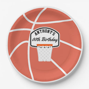 Assiettes En Carton Fête d'anniversaire de basket-ball personnalisée