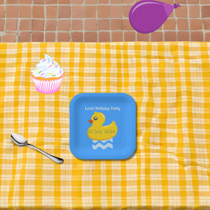 Assiettes En Carton fête d'anniversaire de canard en caoutchouc jaune