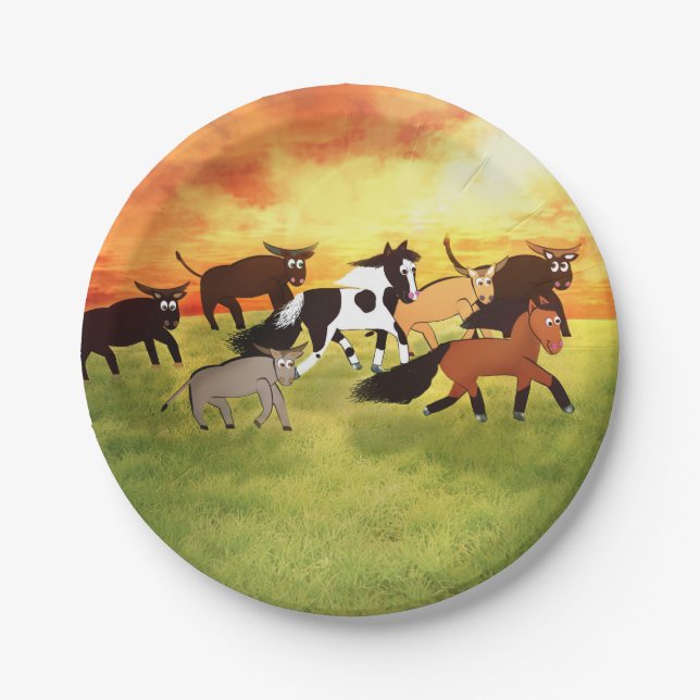 Assiettes En Carton Fête d'anniversaire de cheval (Devant)