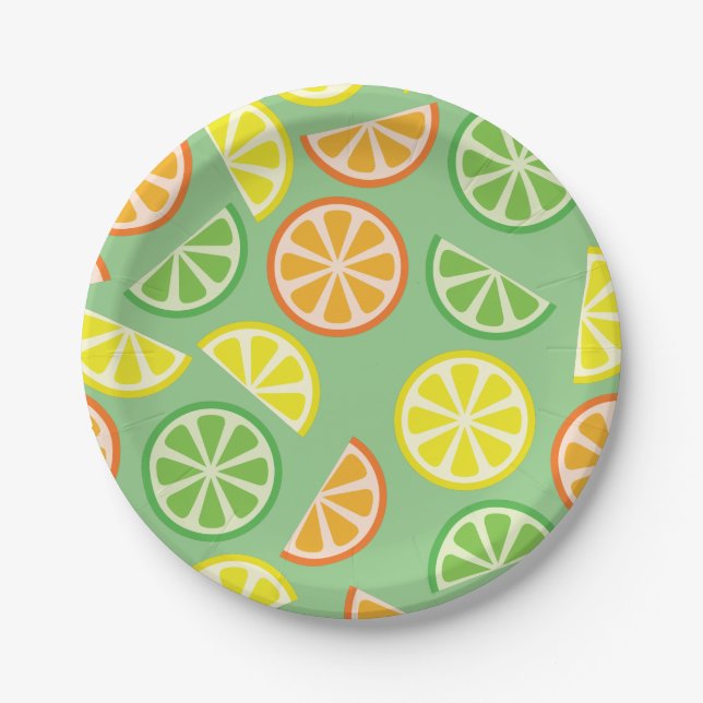 Assiettes En Carton Fête d'anniversaire de Citrus Slice (Devant)