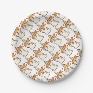 Assiettes En Carton Fête d'anniversaire de corgi