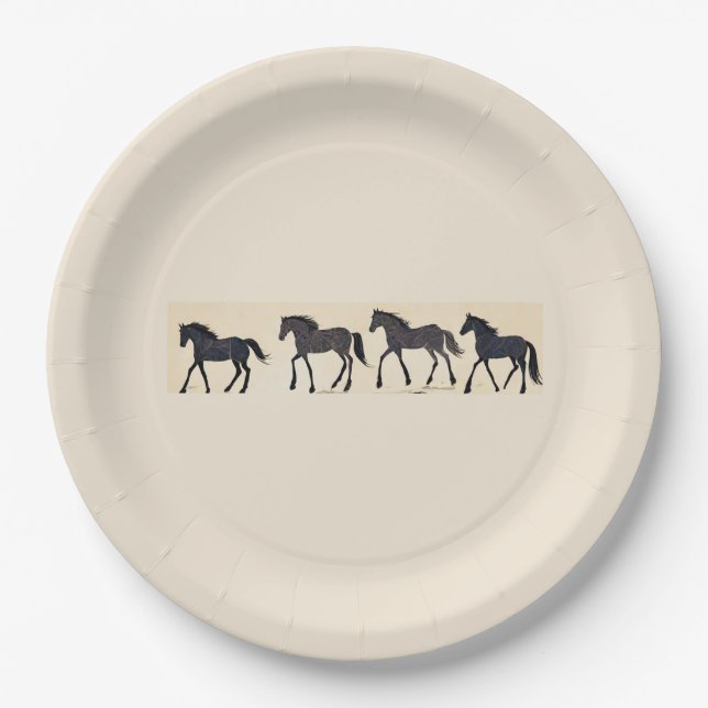 Assiettes En Carton Fête d'anniversaire de Cowboy - Cheval (Devant)
