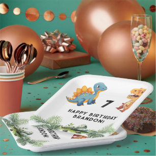 Assiettes En Carton Fête d'anniversaire de Dinasaur Kid