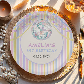 Assiettes En Carton Fête d'anniversaire de fille en couleurs pastel