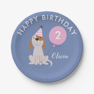 Assiettes En Carton Fête d'anniversaire de filles de chiot