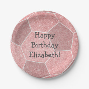 Assiettes En Carton fête d'anniversaire de football féminin rose