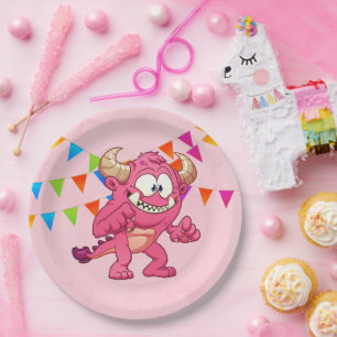 Assiettes En Carton Fête d'anniversaire de Girl Monster
