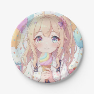 Assiettes En Carton Fête d'anniversaire de glace pour fille d'anime