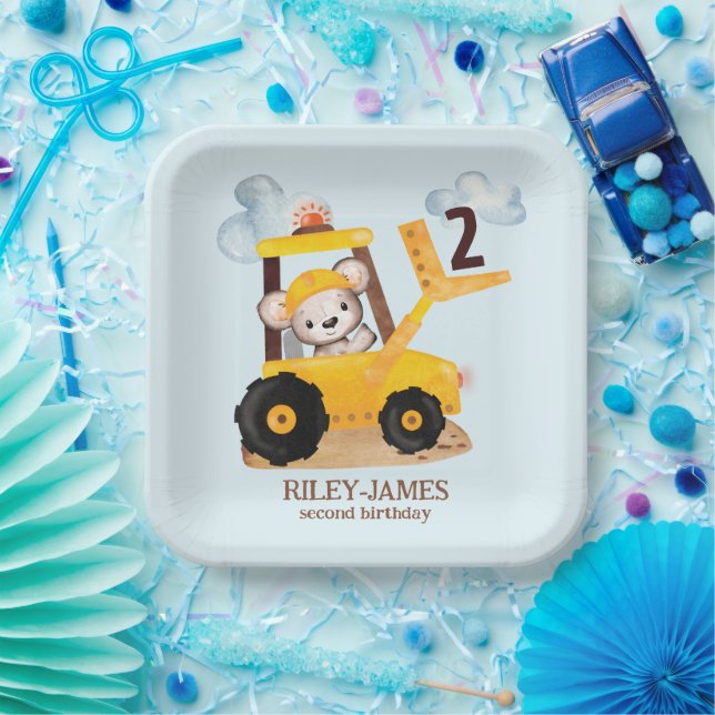 Assiettes En Carton Fête d'anniversaire de la construction (Fête)