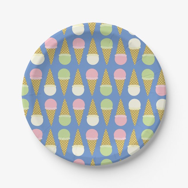 Assiettes En Carton Fête d'anniversaire de la crème glacée (Devant)