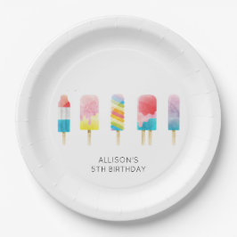 Assiettes En Carton Fête d'anniversaire de la crème glacée d'été