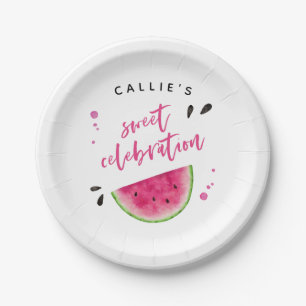 Assiettes En Carton Fête d'anniversaire de la pastèque moderne