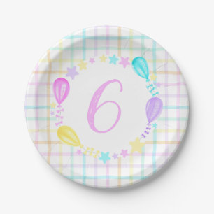 Assiettes En Carton Fête d'anniversaire de la petite fille arc-en-ciel