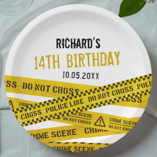 Assiettes En Carton Fête d'anniversaire de la police avec pas de croix