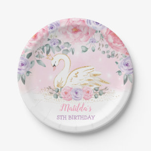 Assiettes En Carton Fête d'anniversaire de la princesse rose cygne