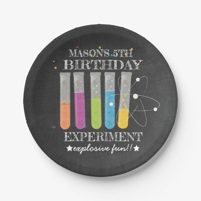 Assiettes En Carton Fête d'anniversaire de la science | Anniversaire (Devant)