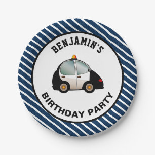 Assiettes En Carton Fête d'anniversaire de la voiture de police