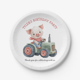 Assiettes En Carton Fête d'anniversaire de l'animal de ferme mignonne