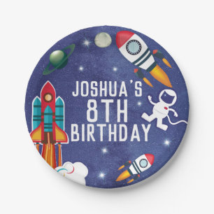 Assiettes En Carton Fête d'anniversaire de l'astronaute
