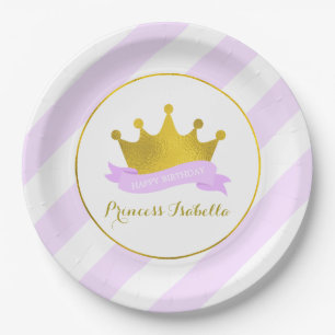 Assiettes En Carton Fête d'anniversaire de Lavender et Gold Princess