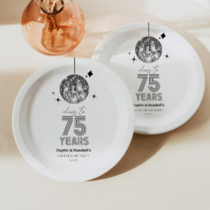 Assiettes En Carton Fête d'anniversaire de mariage Disco Cheers 75 Ans