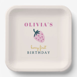 Assiettes En Carton Fête d'anniversaire de naissance rose fraise