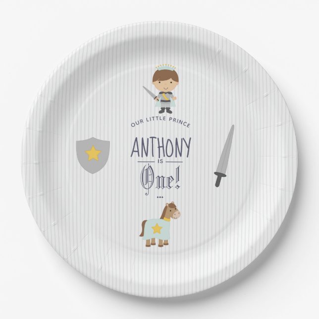 Assiettes En Carton Fête d'anniversaire de Notre Petit Prince (Devant)
