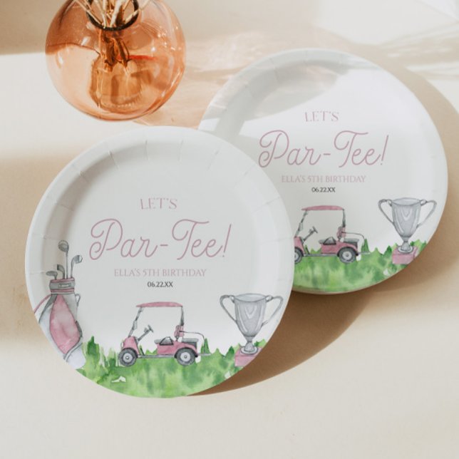 Assiettes En Carton Fête d'anniversaire de Par-Tee Pink Golf (Créateur téléchargé)