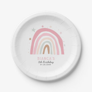 Assiettes En Carton Fête d'anniversaire de Pastel Rainbow Girls