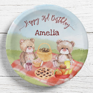 Assiettes En Carton fête d'anniversaire de pique-nique nounours person