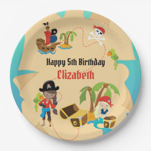 Assiettes En Carton Fête d'anniversaire de pirate fille mignonne carte