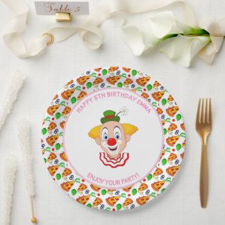 Assiettes En Carton Fête d'anniversaire de pizza de clown personnalisé