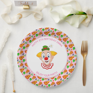 Assiettes En Carton Fête d'anniversaire de pizza de clown personnalisé