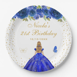 Assiettes En Carton Fête d'anniversaire de princesse aux cheveux blond