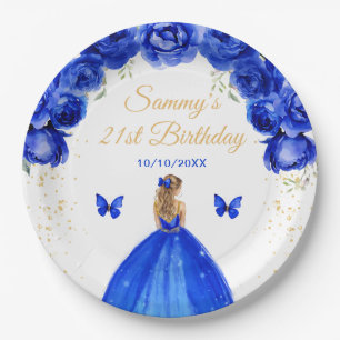 Assiettes En Carton Fête d'anniversaire de princesse aux cheveux blond