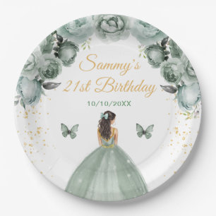 Assiettes En Carton Fête d'anniversaire de princesse aux cheveux bruns