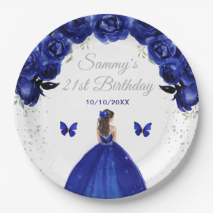 Assiettes En Carton Fête d'anniversaire de princesse aux cheveux bruns