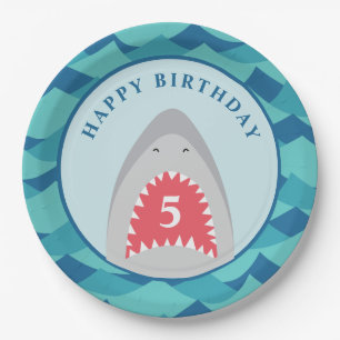Assiettes En Carton Fête d'anniversaire de requin